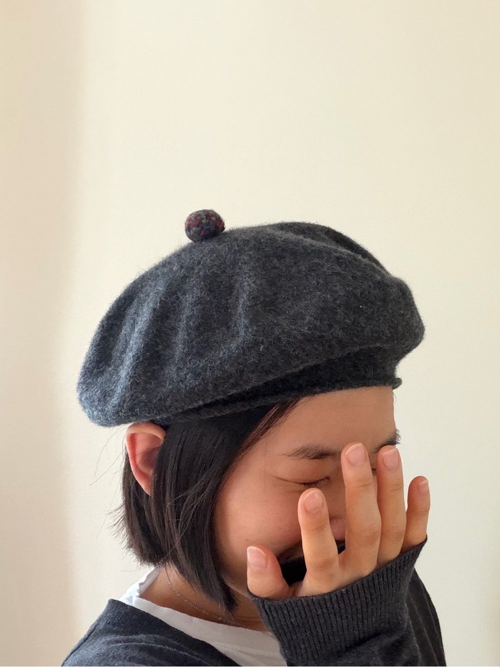Vintage Green Grove Weavers Pure New Wool Made In Scotland Dark Gray Beret
